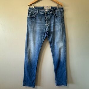 Jacob Cohen Denim Blue Jeans Style 688 Size 36x32 Button fly Handmade in Italy